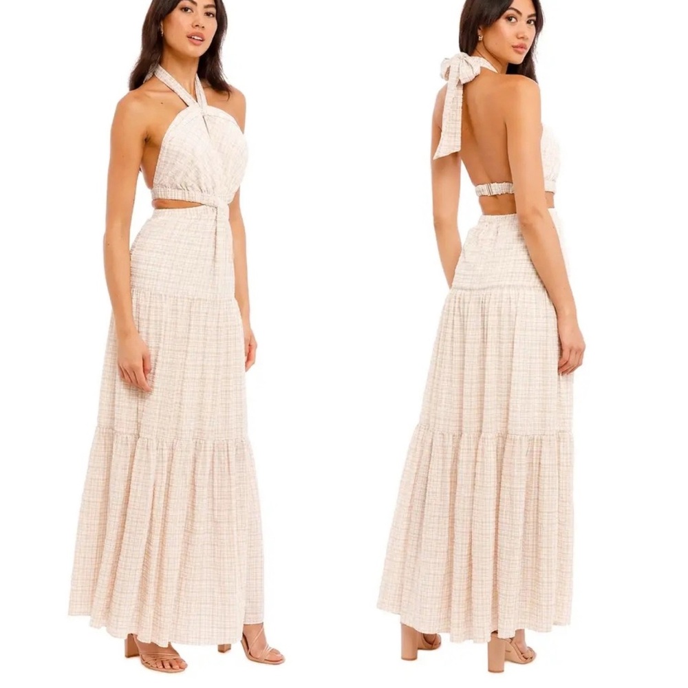Significant Other clementine almond check Maxi Dress